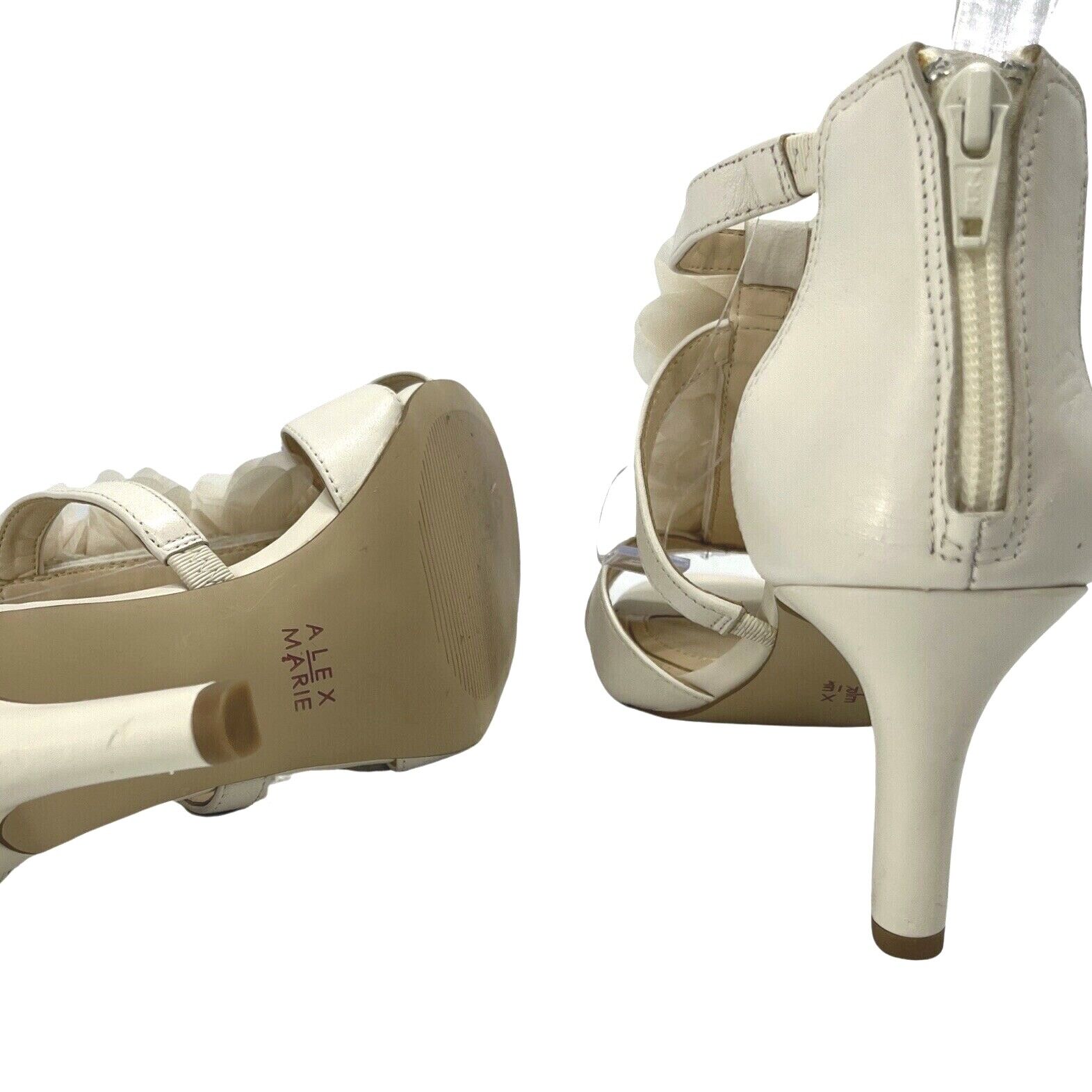 Womens Alex Marie Madilyn T-Strap Elegant Leather Evening Sandal Heels Shoes 10M