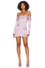 Danielle Guizio Daphne Dress XS Lavender Purple Wool Sweater Knit Beaded Mini