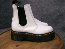 Dr Martens Womens 2976 Quad White Leather Chelsea Platform Boots Size 6 US