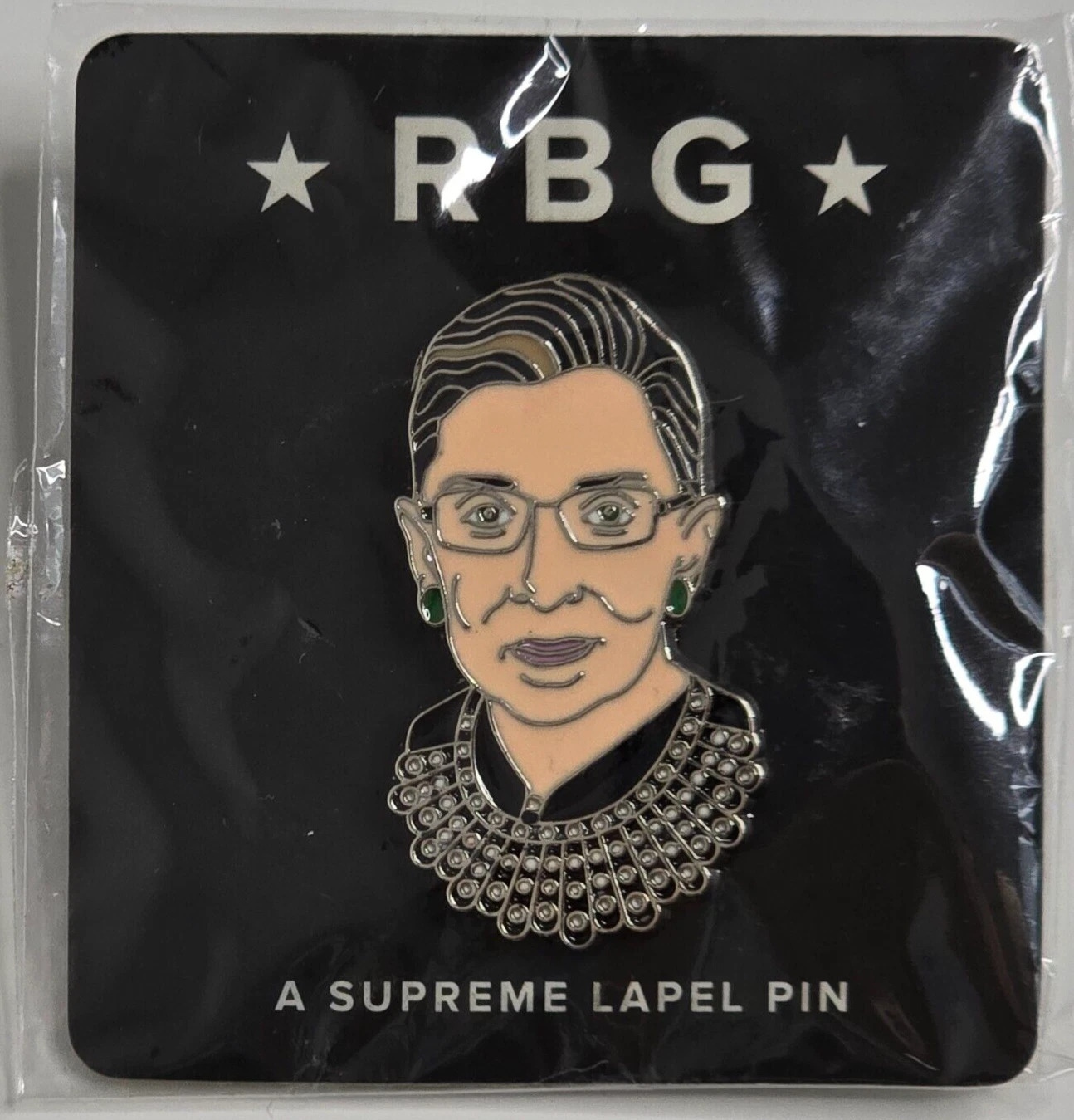 Collier RBG Pin Ruth Bader Ginsberg Cour suprême dissidence NEUF bouton