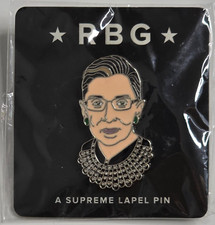RBG Pin Ruth Bader Ginsberg Supreme Court Dissent Collar Necklace NEW Button