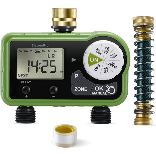 Hose Timer for Garden Drip Irrigation System 2 Outlet, Smart Digital