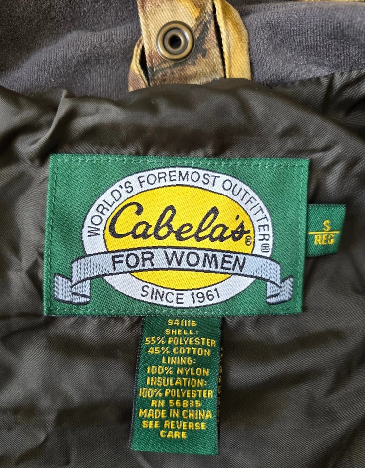 Cabelas for Women Advantage Wetlands Camo Jacket Full Zip Hooded Hunting Coat  S - Image 3 of 4