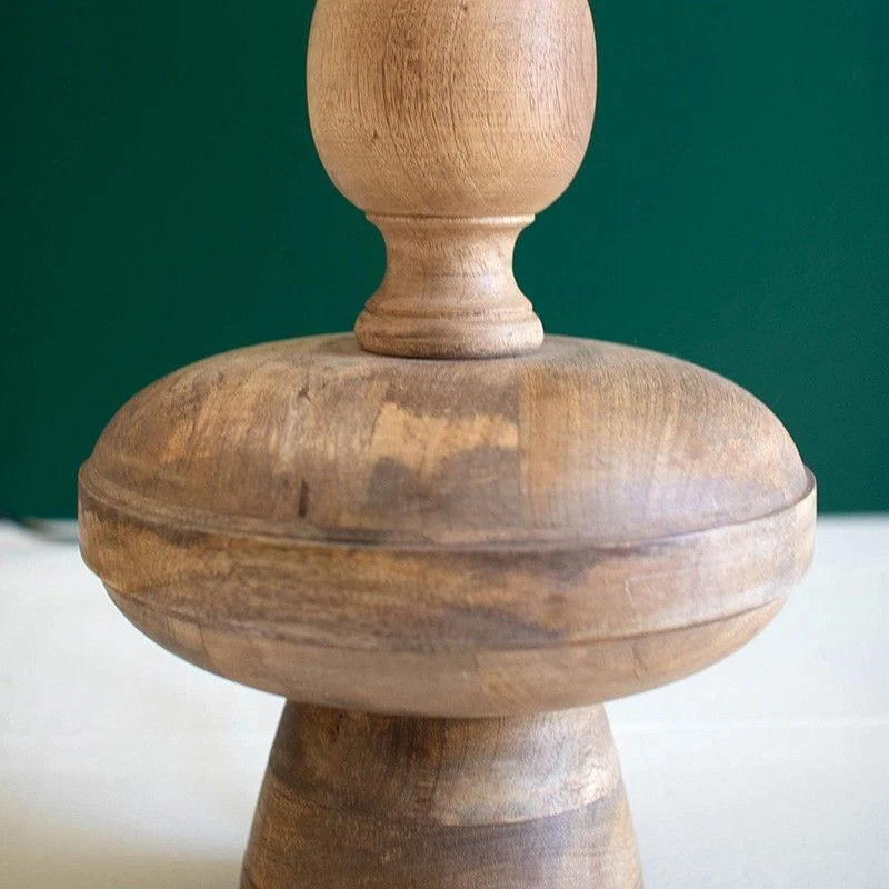 Classic Turned Wood Spindle Shape Table Lamp 32 in White Shade Traditional - Image 4 of 4