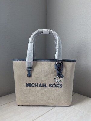 NWT Michael Kors Jet Set Travel Extra-Small Canvas Top-Zip Tote
