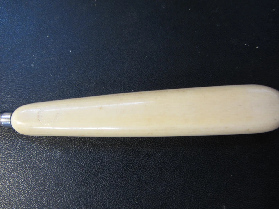 Gancho de botão celulóide art déco prata marfim colecionável vitoriano antigo - Imagem 4 de 4