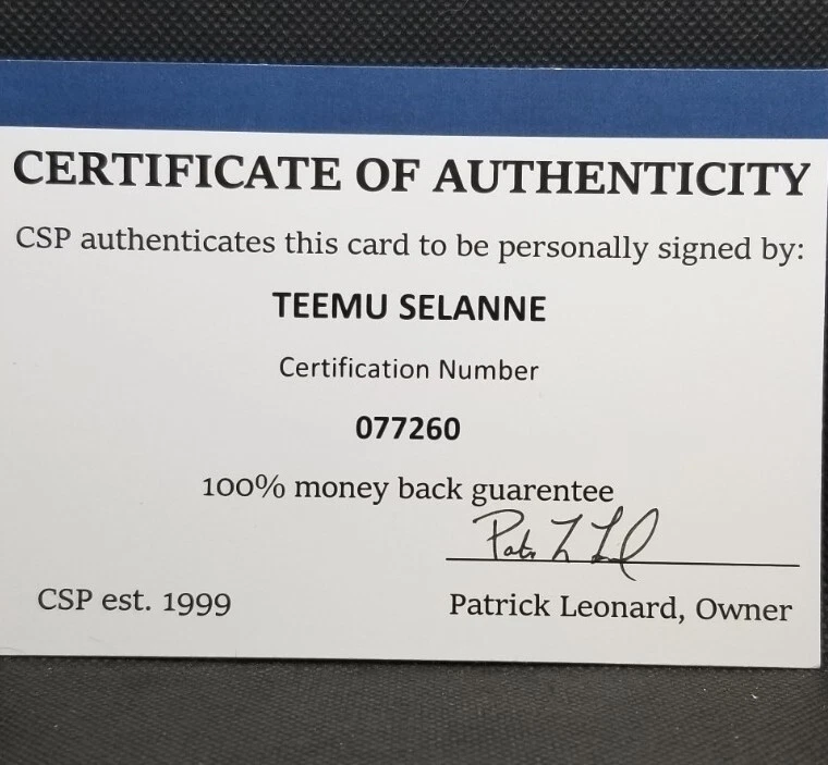 Teemu Selanne 1993 Score Signed On Card  Auto AU IP - Image 4 of 4