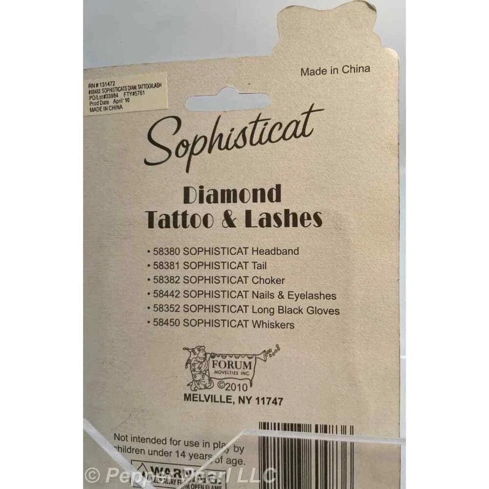 Lash Tattoo Set Sophisticat Diamond Pink Glitter Jeweled Cat Metallic Reusable - Image 2 of 3