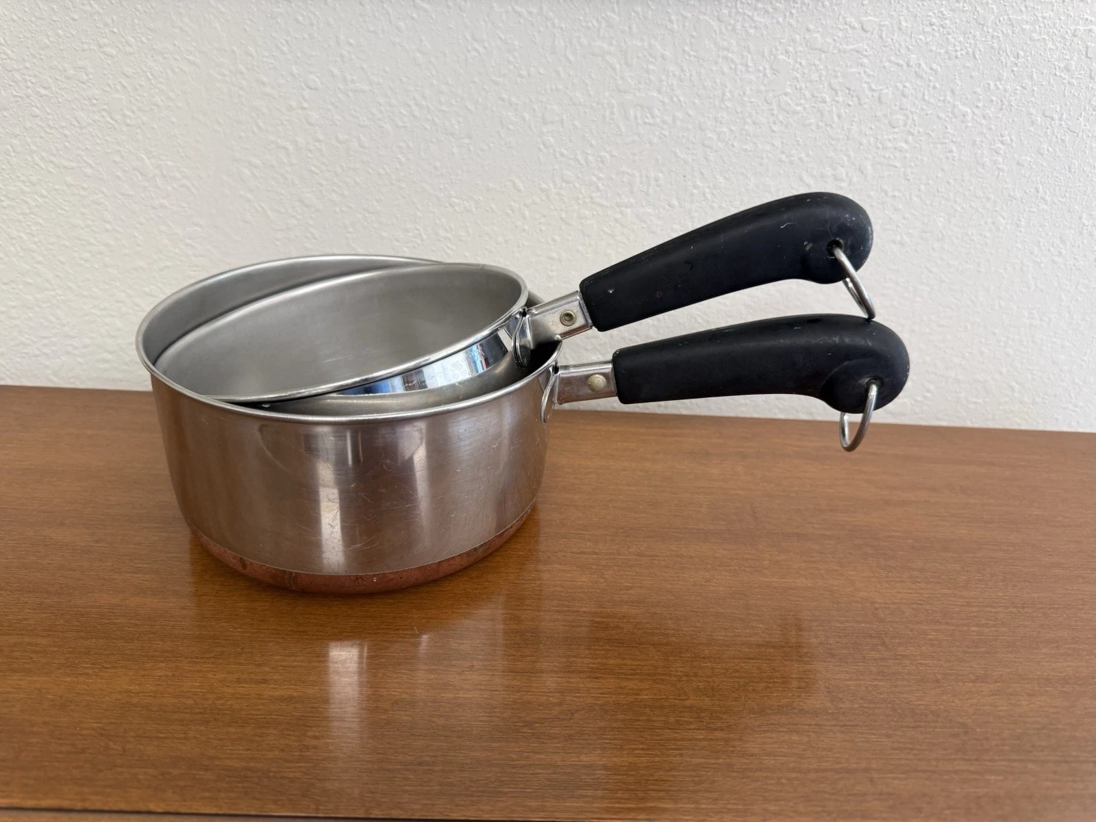 Vintage Copper Bottom Revere Ware 1 Qt and 1.5 Qt Sauce Pots No Lids