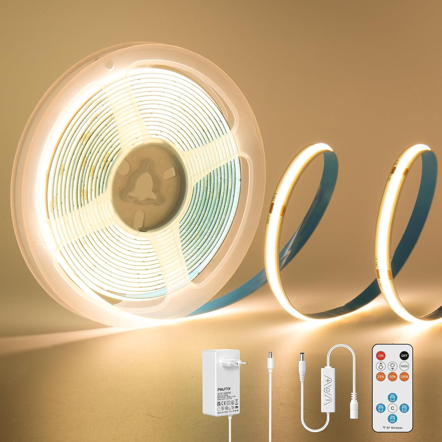 OFFERTA Striscia LED COB 2700K 24V 3M - Luce Calda Ultra Potente