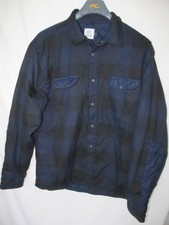 FLYLOW Blue Snap Up Long Sleeve Plaid Shirt Outdoor Hiking Quilt Lined Size L