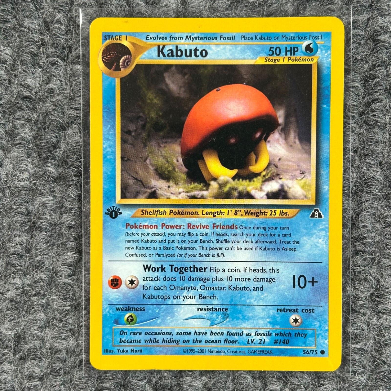 Vintage Pokémon Neo Discovery Kabuto 1st Edition 56/75 Common NM/Mint
