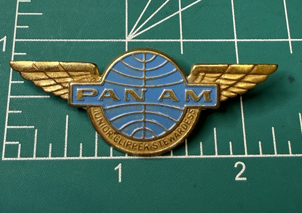 Pan Am Airlines Jr Clipper Stewardess Flight Attendant Metal Wings