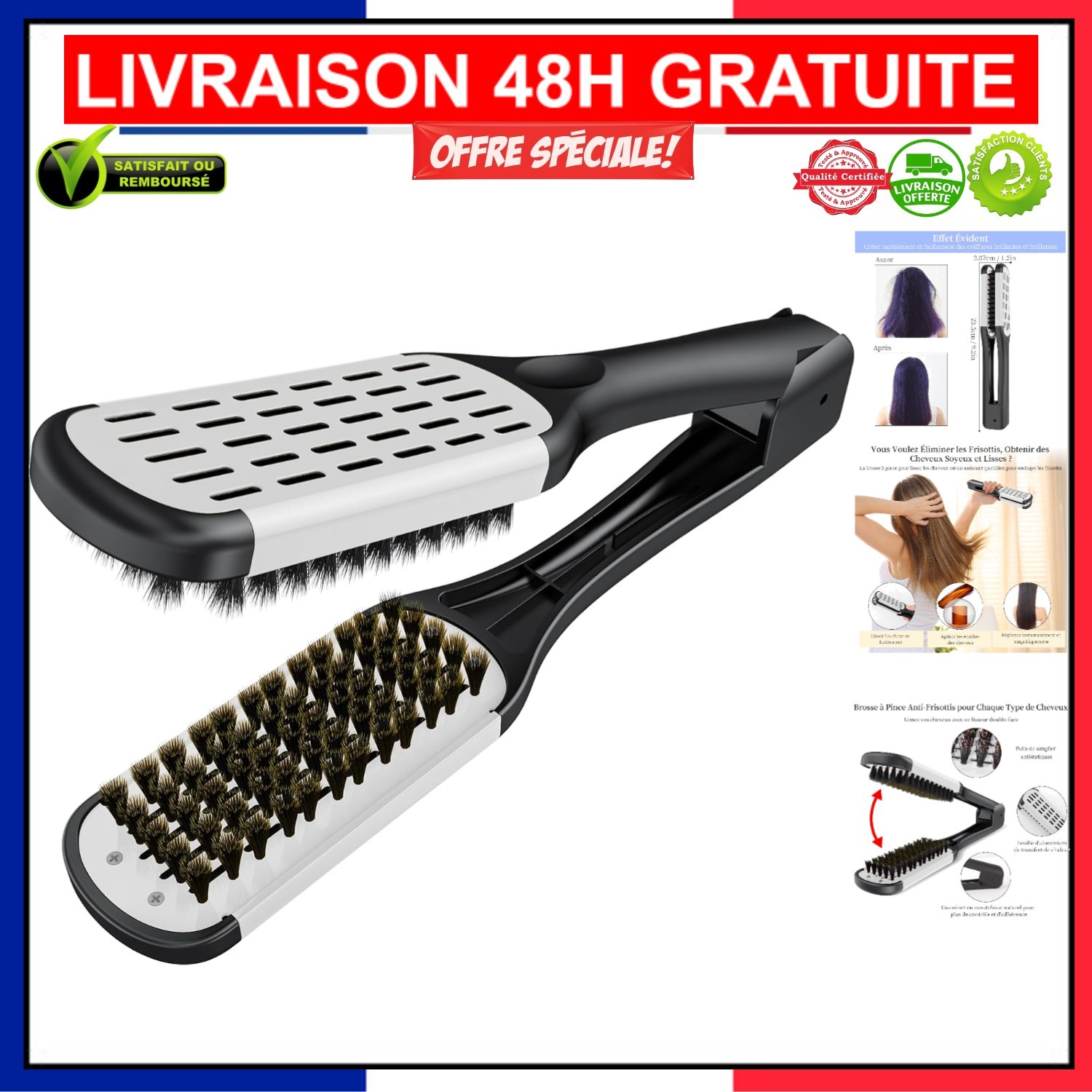 Peigne antistatique Aiseely en bois de santal pour cheveux crépus