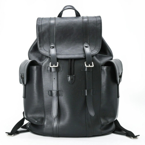 LOUIS VUITTON Epi Christopher MM Backpack, Noir Leather, Black, Me... GZl1j1fg