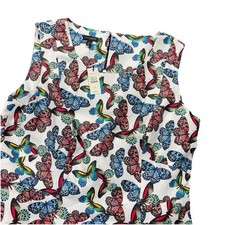 Talbots A-line Dress Womens 12 Butterflies Lined Linen Blend Sleeveless NEW