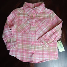 Extremely Me Girls Size 4 Pink Plaid Button Up Flannel Cozy Shacket NEW W/ TAGS!