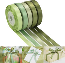 Sage Green Satin Ribbon 3/8 Inch X 50 Yards, Sage/Moss/Light Green/Dusty Sage Sa