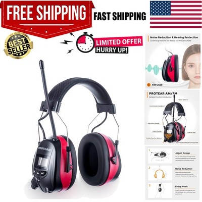 Digital Display Bluetooth Ear Protection Headset - 25dB NRR for Work and Play