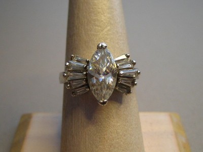 RARITIES STERLING SILVER & CUBIC ZIRCONIA RING - Size 7 3/4