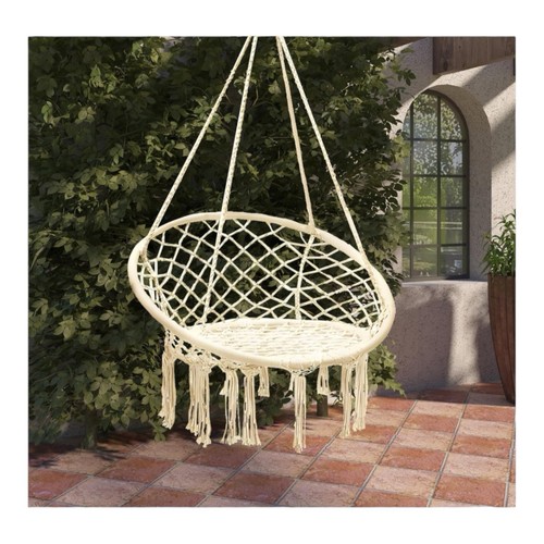 Hammock Chair Hanging Swing (Macrame Design) - Indoor Outdoor Seat