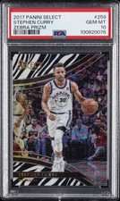 2017 PANINI SELECT ZEBRA PRIZM #259 STEPHEN CURRY PSA 10