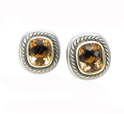 David Yurman Ohrringe Sterlingsilber & 14 Karat YG Citrin Albion