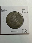 1839 No Drapery Seated Liberty Silver Half Dollar Tough Variety