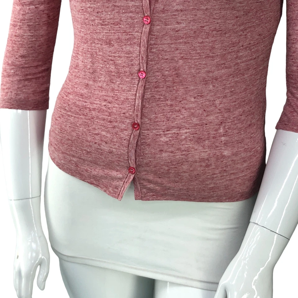 Majestic Filatures Mujer Talla 3 US M Deluxe Camiseta Cárdigan Lino Cuello en V Foto 3 de 4