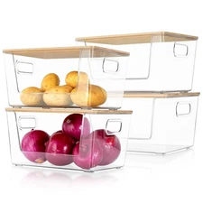 4 Set Pantry Organizer and Storage, Stackable Trash Bag Dispenser Clear Acryl...