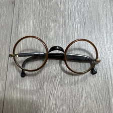 Antique 1900's American Optical Windsor Round Eyeglasses Saddle Brown Vintage