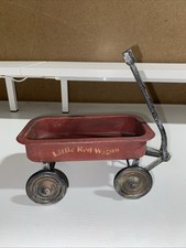 Vintage Little Red Racer Metal Wagon Small Pull Toy Decor 12  X 3 1/2  X 3  