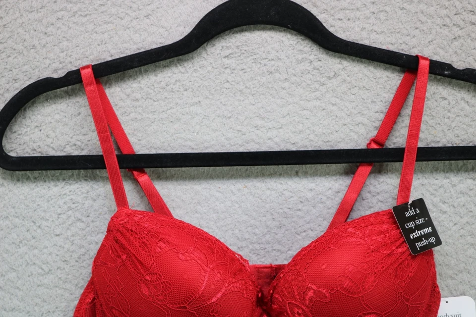 Rene' Rofe' Bodysuit Demi Push-Up Red-Small/Petite-Sexy-Lacy-Sheer-NWT - Image 4 of 4