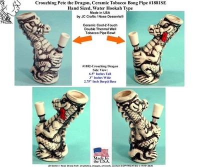 Vintage Design,  Pete The Dragon, Ceramic Tobacco Water Bong Hookah Pipe Rumph