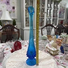 Vintage Fenton Cobalt Blue Hobnail Swung Stretch Bud Vase 12 Inches Tall