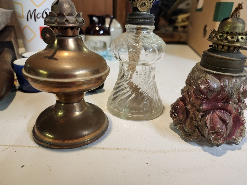 Vintage Lot Of 3 Mini Oil Lamps