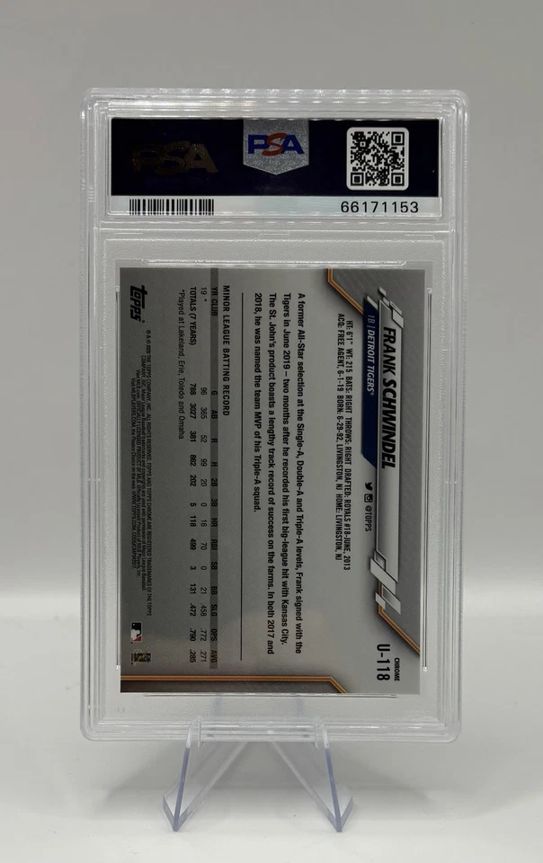 2020 Topps Chrome Update Sapphire Frank Schwindel RC Rookie #U-118 PSA 10 - Image 2 of 2