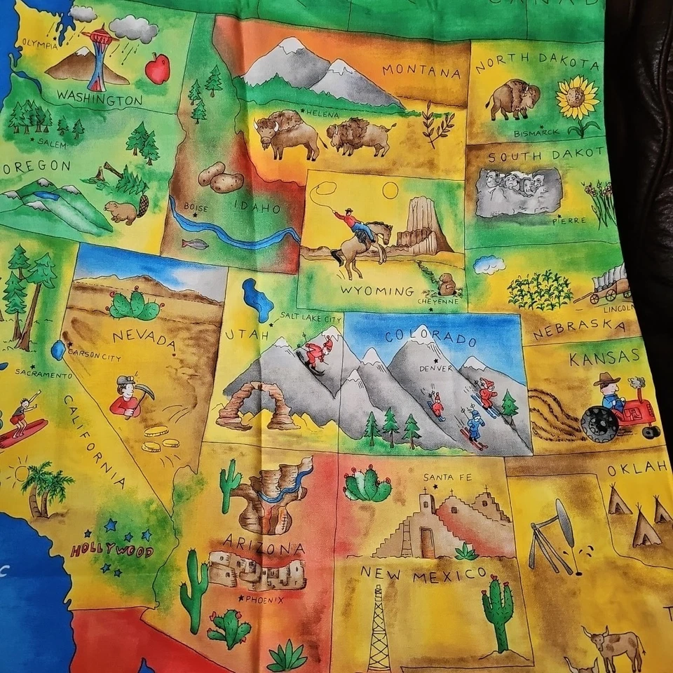 Mapa de tela de algodón de colección de los Estados Unidos panel de tela aprox. 42x36 pulgadas Foto 4 de 4