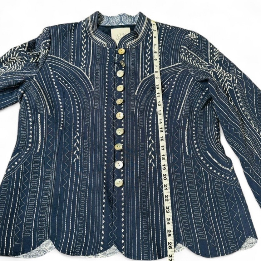 JOHN MARK Blue Embroidered Button Jacket Women's … - image 4