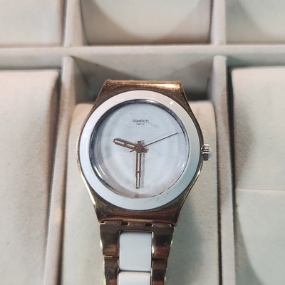 Swatch Swiss Made Watch, Rose Gold and White