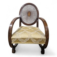 Art Deco Bentwood Armchair - Antique Vintage Bergere Cane Back Walnut Chair