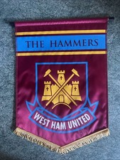 Vintage West Ham United Football Club Pennant Upton Park 16x12 Inches