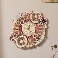 ROKR 3D Wooden Puzzle Zodiac Clock Toy DIY Mechanical Model Kits Kids Gifts