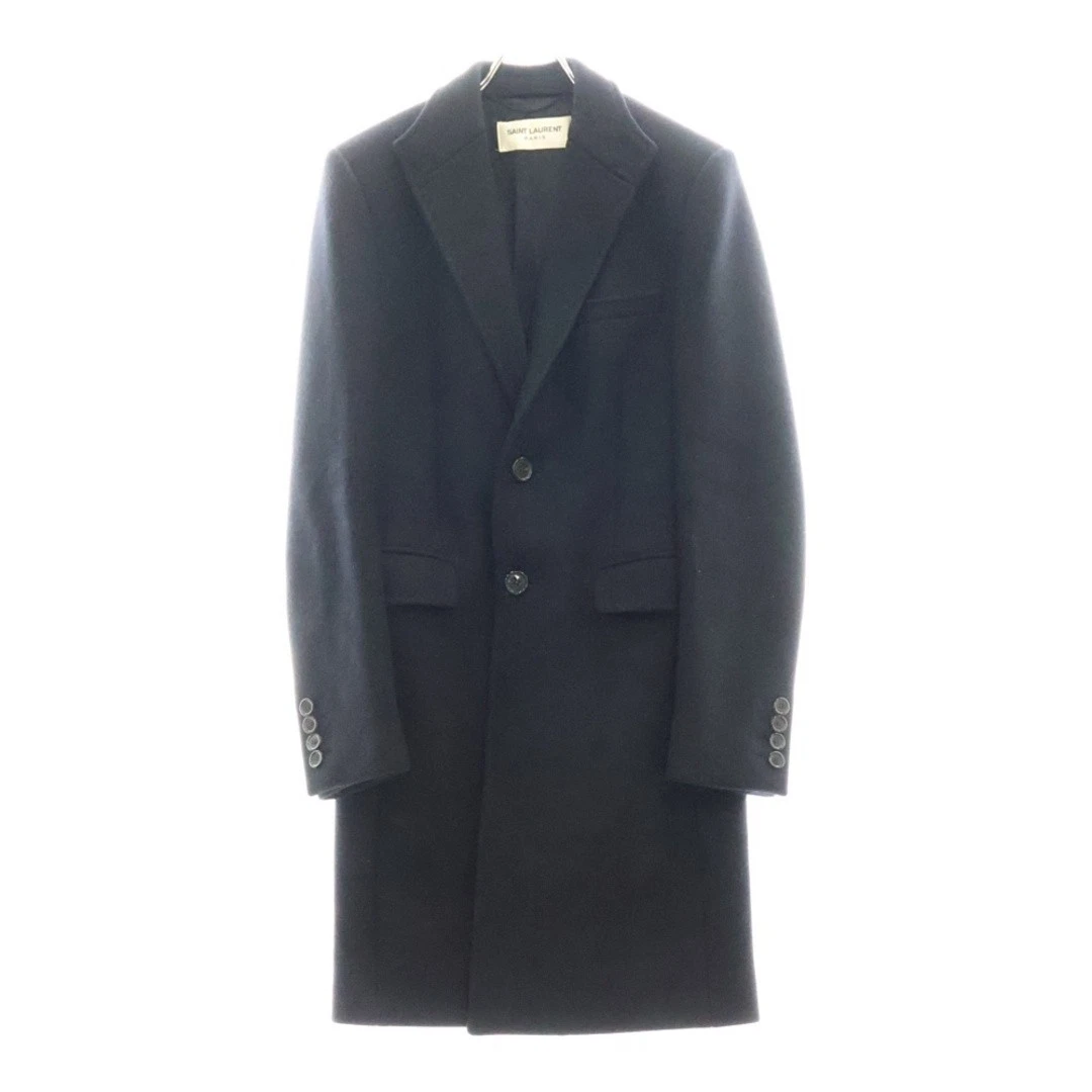 SAINT LAURENT (YSL) Cappotto Chester SAINT LAURENT PARIS 16AW bavero posteriore pelle interruttore lana nero