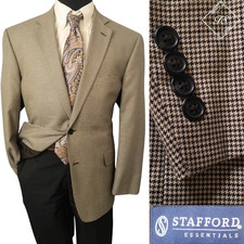 Stafford "Essentials" Men's Mini Check Classic Fit Blazer 44R Sport Coat Jacket