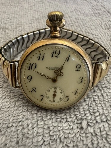 Antique Waltham Pocket Watch 15J E.B. Horn & Co Boston Dial Workings 1/20 10K GF