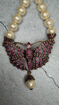 Heidi Daus  Madame Butterfly  Vintage Fushia Necklace MINT! SIGNED