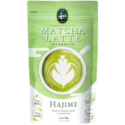 BJDesign Matcha Latte Powder  HAJIME  Sweetened Green Tea 5.3 Ounce 