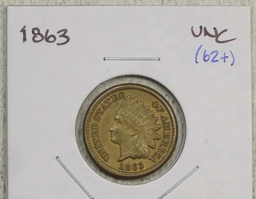 1863 Indian Cent, Uncirculated, Original Early Copper Nickel Cent  0606-01