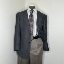 Palm Beach Mens 42R 46" Blazer Sport Coat Suit Jacket Gray Silk Wool 2 Button